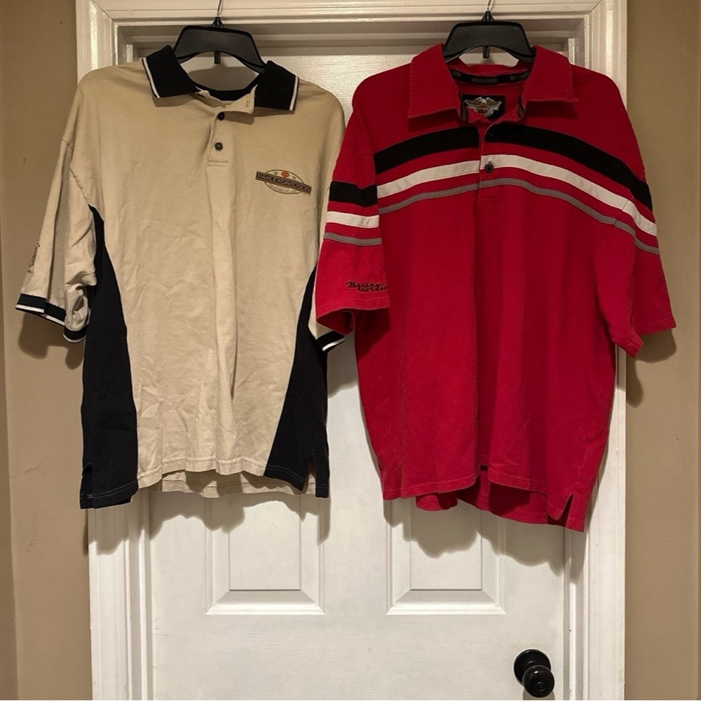 Bundle Two Vintage Harley Davidson Polo Shirt Lot Men’s Size XL(Fits Like Large)